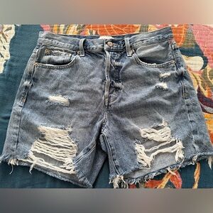 Pistola Light Blue Distressed Jean Shorts